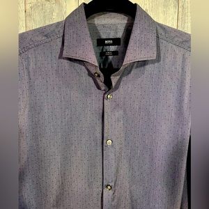 Hugo Boss bluish / charcoal shirt with black dots